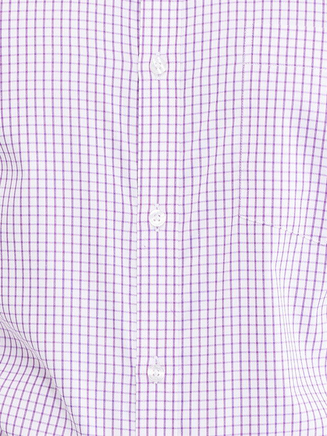 Park Avenue Purple Checks Slim Fit Full Sleeve Cotton Blend Shirt