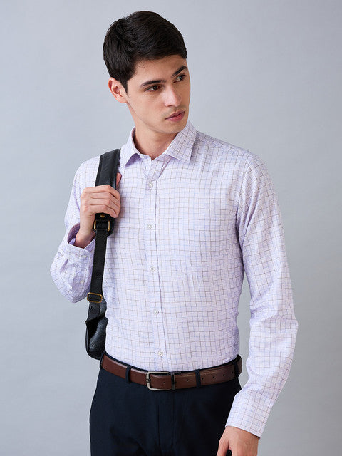 Park Avenue Men Purple Slim Fit Checks Formal Shirt