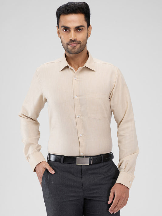 Park Avenue Brown Structure Slim Fit Cotton Blend Formal Shirt
