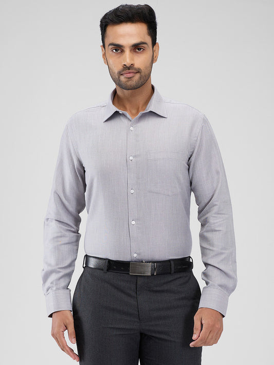 Park Avenue Grey Structure Slim Fit Cotton Blend Formal Shirt