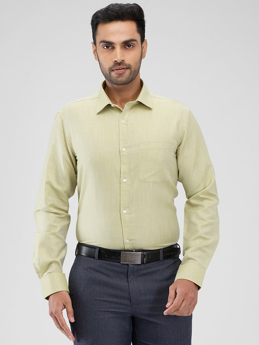 Park Avenue Green Structure Slim Fit Cotton Blend Formal Shirt