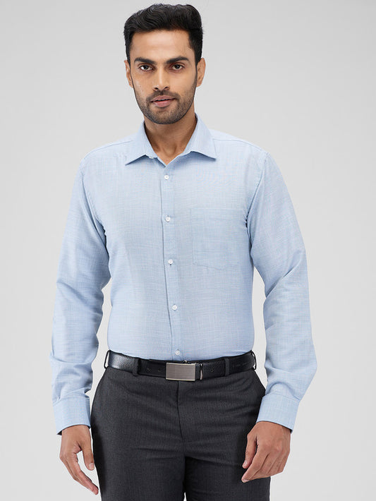 Park Avenue Blue Structure Slim Fit Cotton Blend Formal Shirt