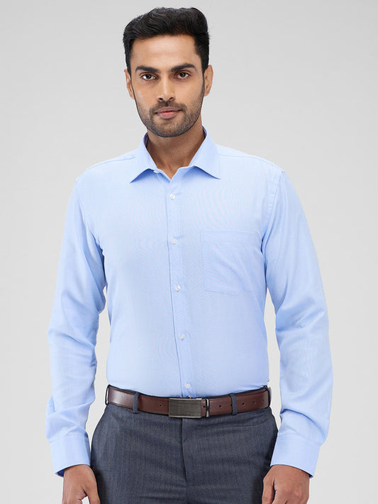 Park Avenue Blue Structure Slim Fit Cotton Blend Formal Shirt