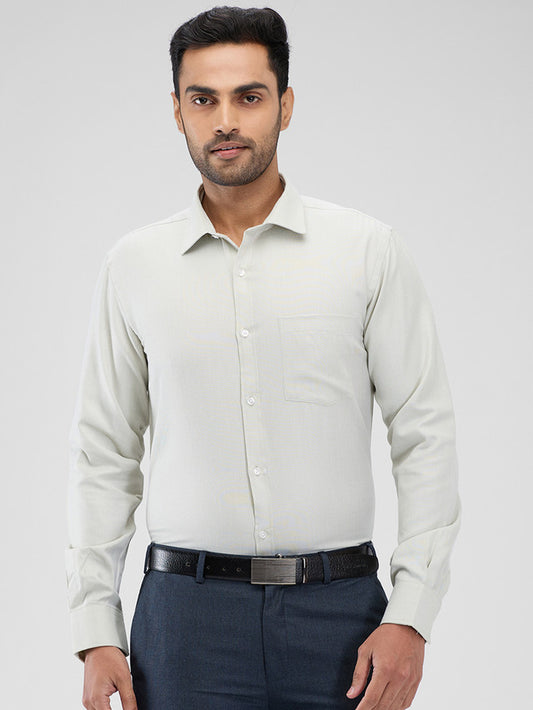 Park Avenue Green Structure Slim Fit Cotton Blend Formal Shirt