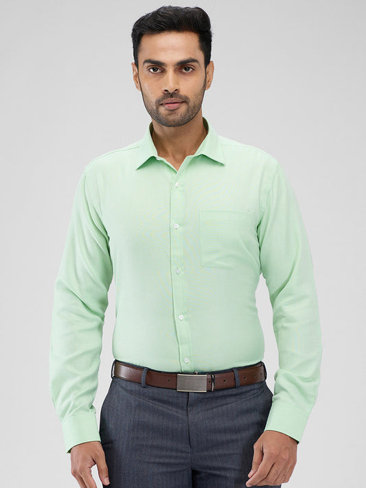 Park Avenue Green Structure Slim Fit Cotton Blend Formal Shirt