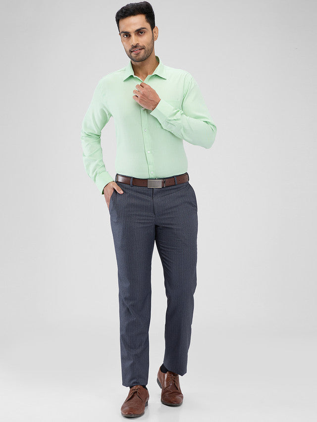 slim fit dress slacks Greenfibre Light Green Slim Fit Cotton Blend Solid Formal Shirt for Men |  Stylish Full Sleeve Men's Formal Wear main image 1