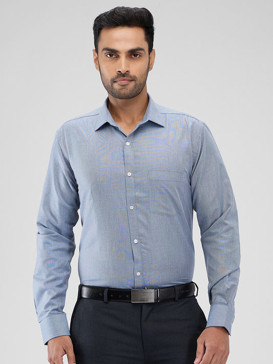 Park Avenue Blue Structure Slim Fit Cotton Blend Formal Shirt