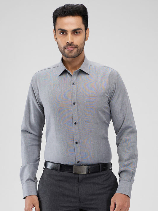 Park Avenue Grey Structure Slim Fit Cotton Blend Formal Shirt