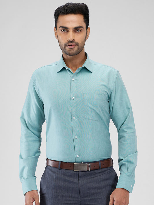 Park Avenue Green Structure Slim Fit Cotton Blend Formal Shirt