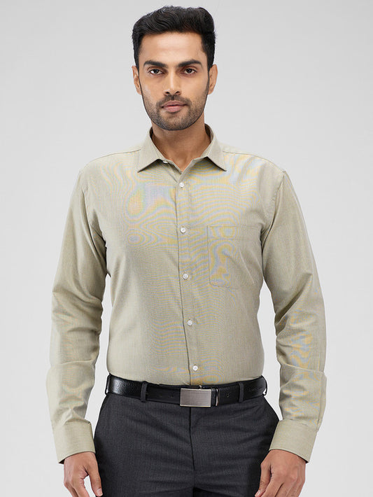 Park Avenue Green Structure Slim Fit Cotton Blend Formal Shirt