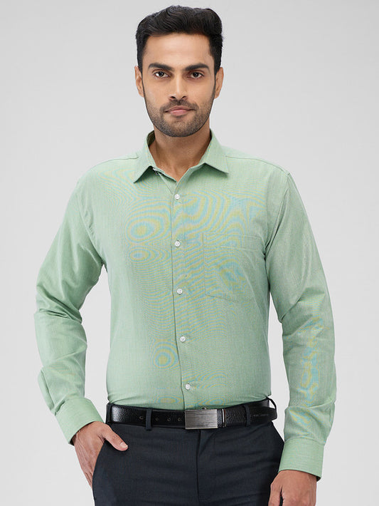 Park Avenue Green Structure Slim Fit Cotton Blend Formal Shirt