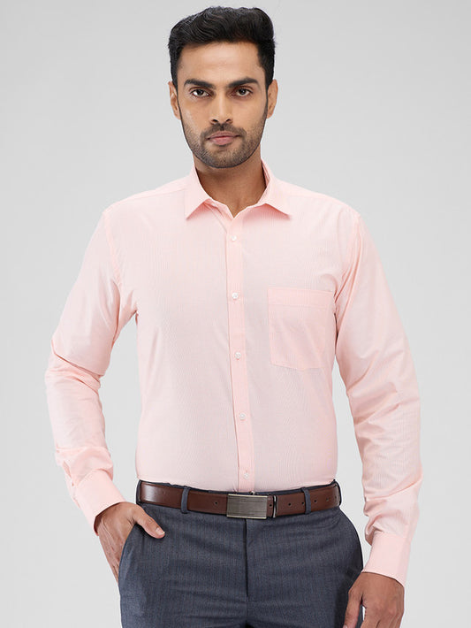 Park Avenue Orange Stripe Slim Fit Cotton Blend Formal Shirt
