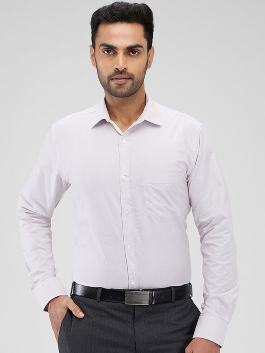 Park Avenue Brown Stripe Slim Fit Cotton Blend Formal Shirt