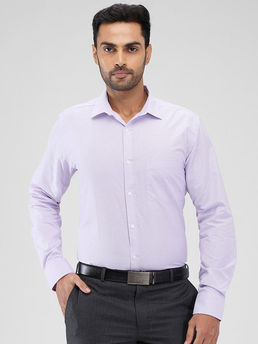 Park Avenue Purple Stripe Slim Fit Cotton Blend Formal Shirt