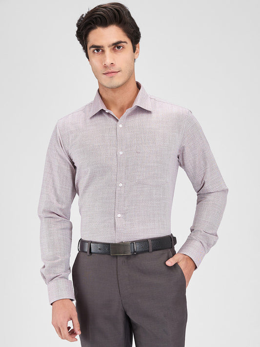 Park Avenue Maroon Structure Slim Fit Cotton Blend Formal Shirt