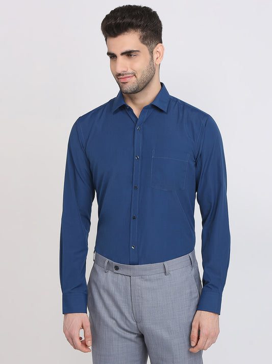 Park Avenue Men Blue Slim Fit Solid Formal Shirt