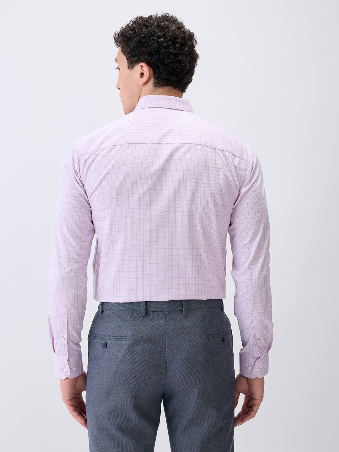 Park Avenue Men Purple Checks Slim Fit Cotton Formal Shirt