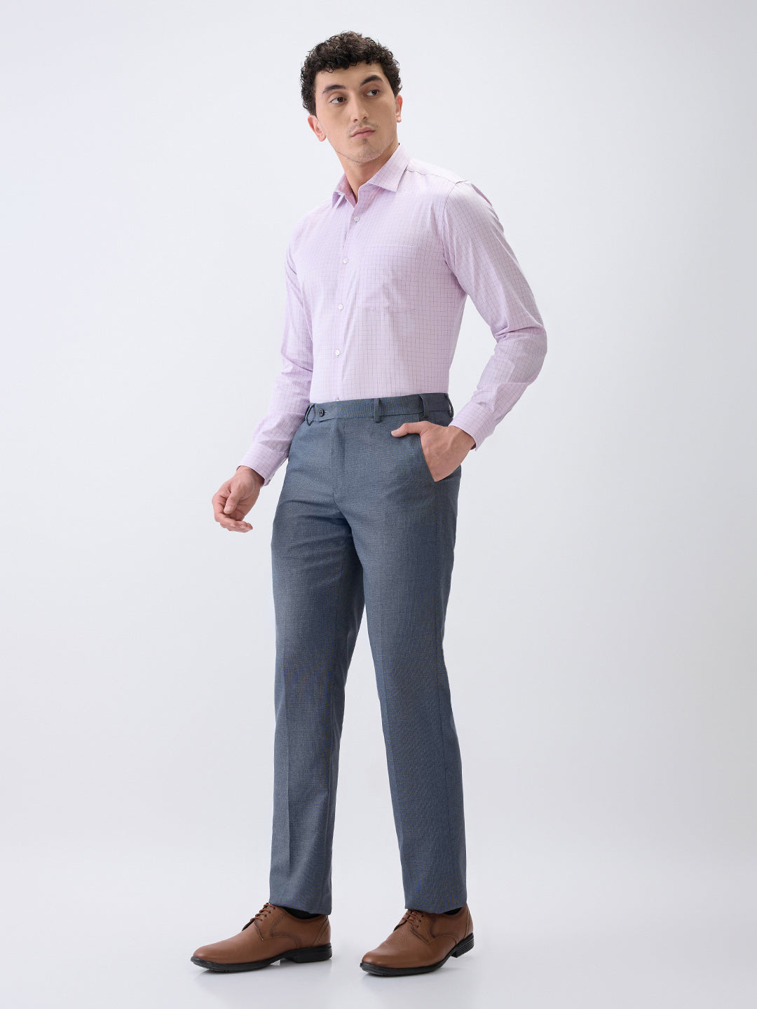 Park Avenue Men Purple Checks Slim Fit Cotton Formal Shirt