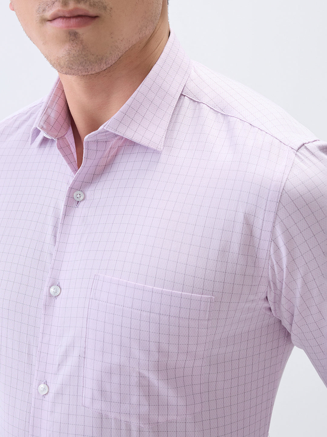 Park Avenue Men Purple Checks Slim Fit Cotton Formal Shirt