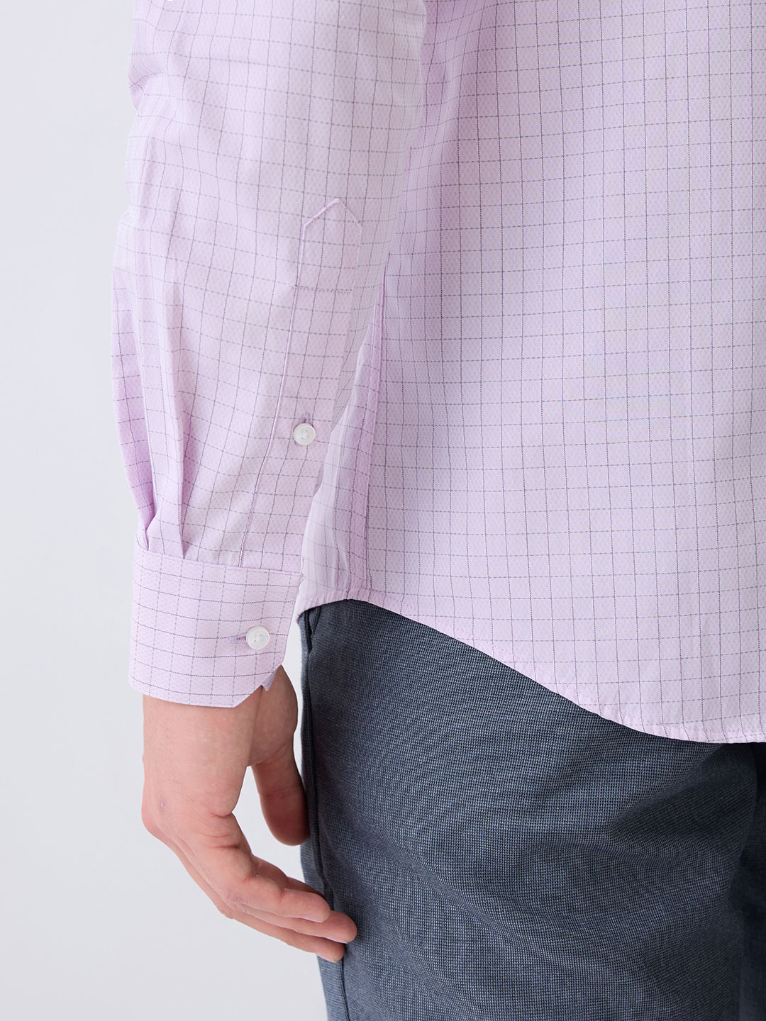 Park Avenue Men Purple Checks Slim Fit Cotton Formal Shirt