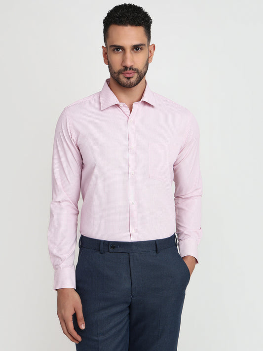 Park Avenue Men Red Slim Fit Checks Formal Shirt