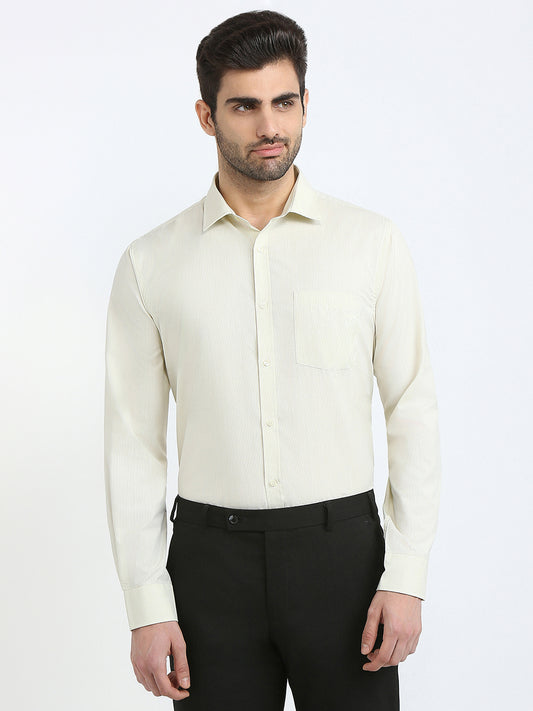 Park Avenue Men Brown Structure Slim Fit Polyester Blend Formal Shirt