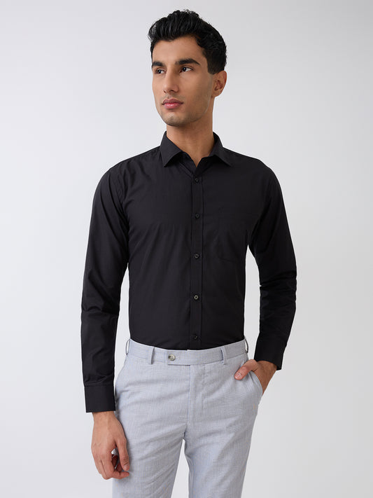 Park Avenue Men Black Slim Fit Solid Formal Shirt