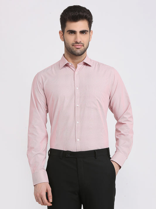 Park Avenue Men Orange Structure Slim Fit Cotton Blend Formal Shirt