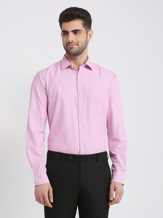 Park Avenue Men Pink Structure Slim Fit Cotton Blend Formal Shirt