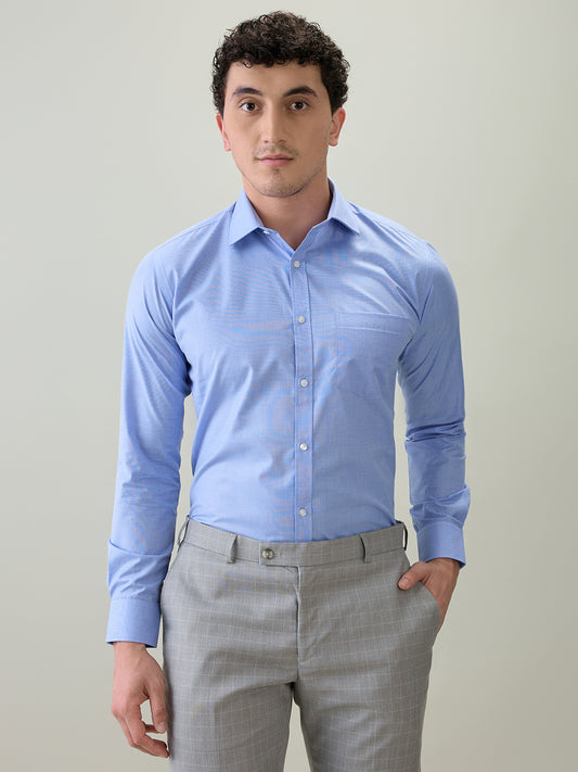 Park Avenue Men Blue Fil-A-Fil Slim Fit Cotton Blend Formal Shirt