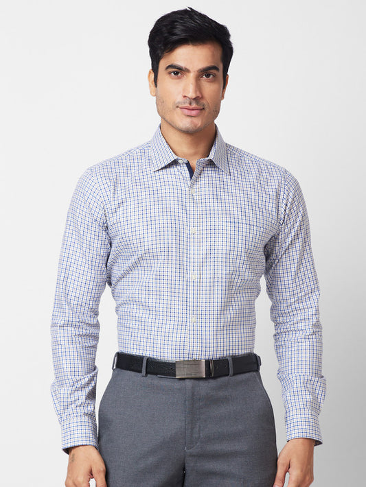 Park Avenue Green Checks Slim Fit Cotton Formal Shirt