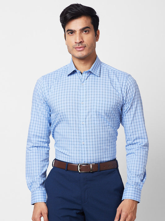 Park Avenue Men Blue Slim Fit Checks Formal Shirt