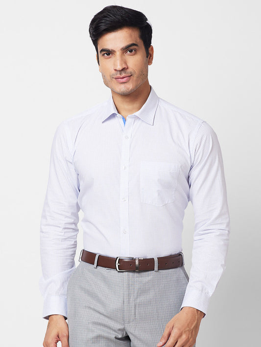 Park Avenue White Checks Slim Fit Cotton Formal Shirt
