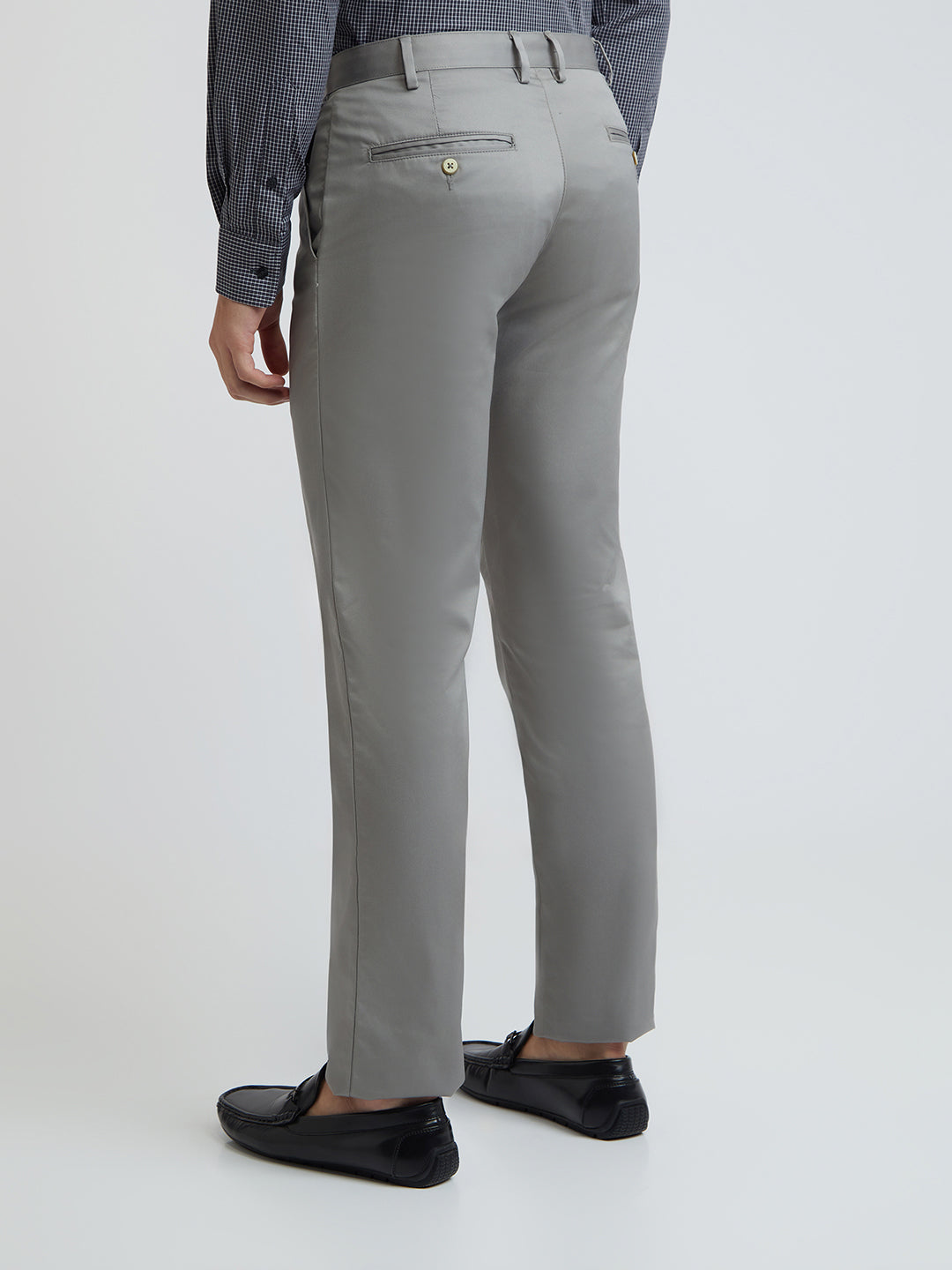 Park Avenue Men Grey Super Slim Fit Solid Trouser