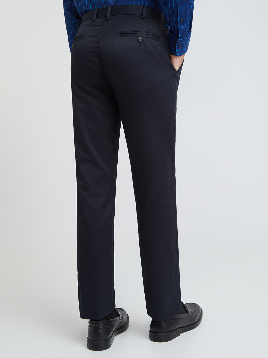 Men Black Super Slim Fit Solid Cotton Trouser