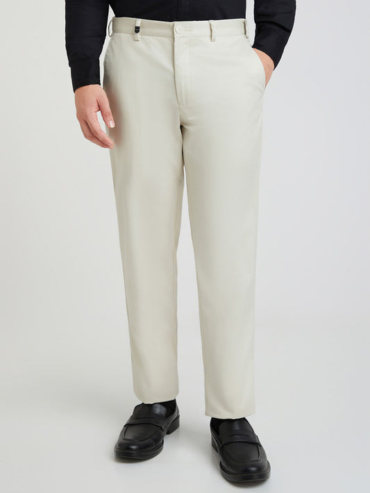 Men Slim Fit Light Grey Chinos