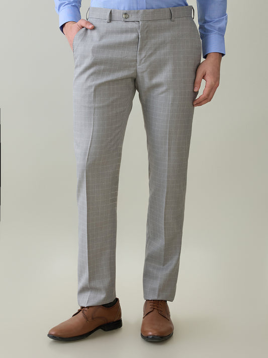 Park Avenue Men Grey Slim Fit Checks Trouser