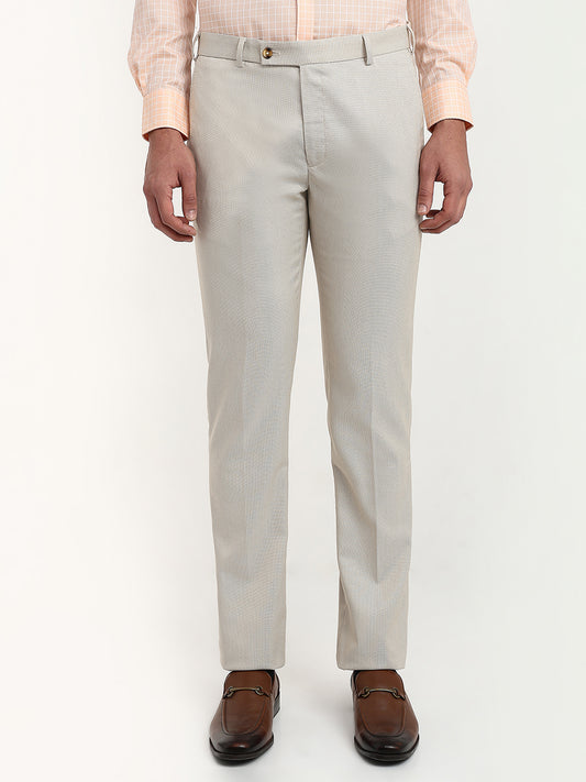 Park Avenue Men Brown Slim Fit Structure Trouser