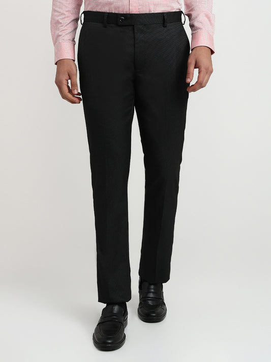 Park Avenue Men Grey Structure Slim Fit Polyester Blend Trouser