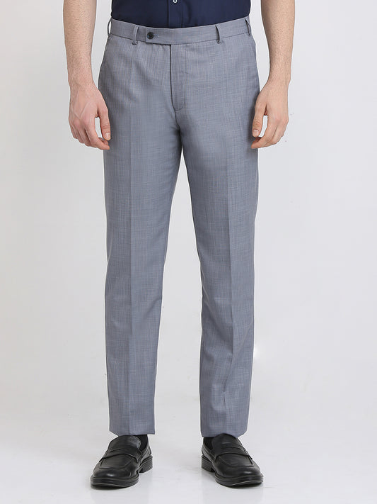 Park Avenue Men Blue Solid Slim Fit Polyester Blend Trouser