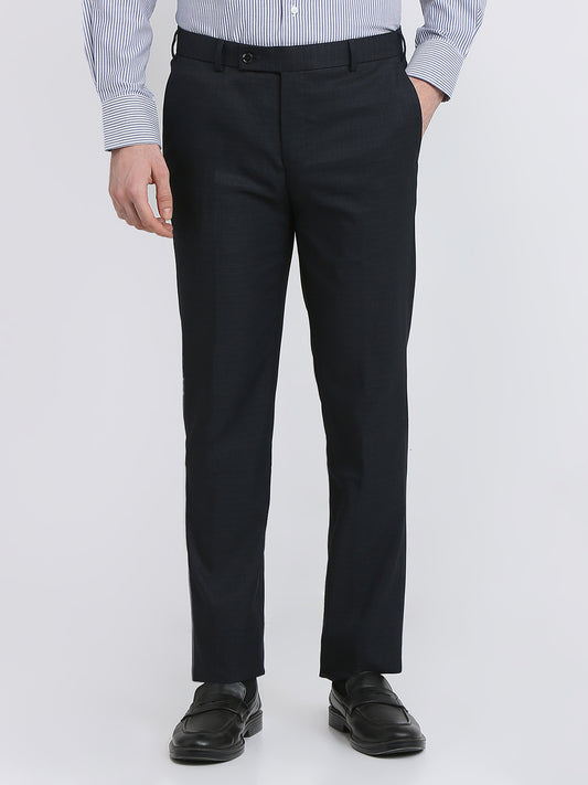 Park Avenue Men Grey Checks Slim Fit Polyester Blend Trouser