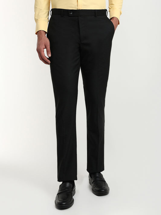 Park Avenue Men Black Checks Slim Fit Polyester Blend Trouser