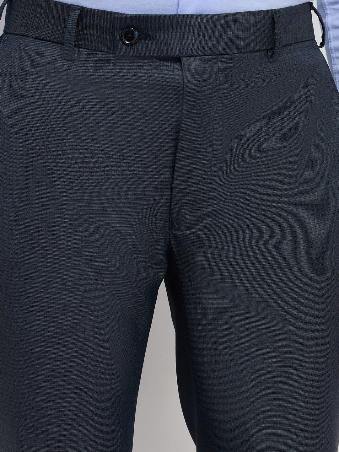 Park Avenue Men Blue Slim Fit Structure Trouser