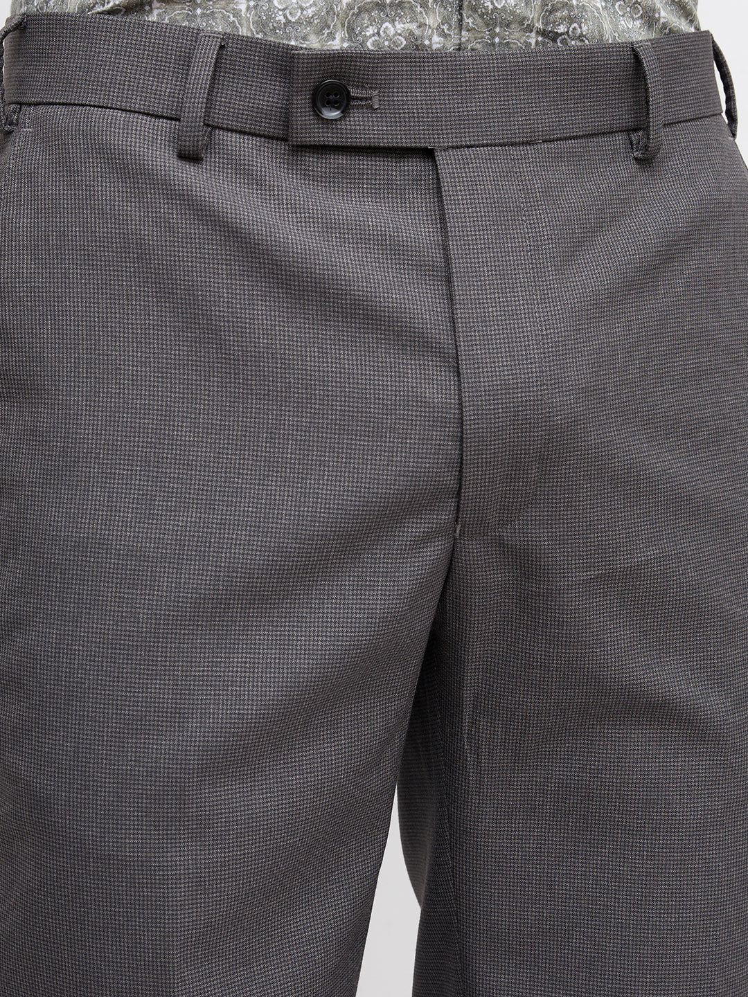 Park Avenue Men Grey Slim Fit Structure Trouser