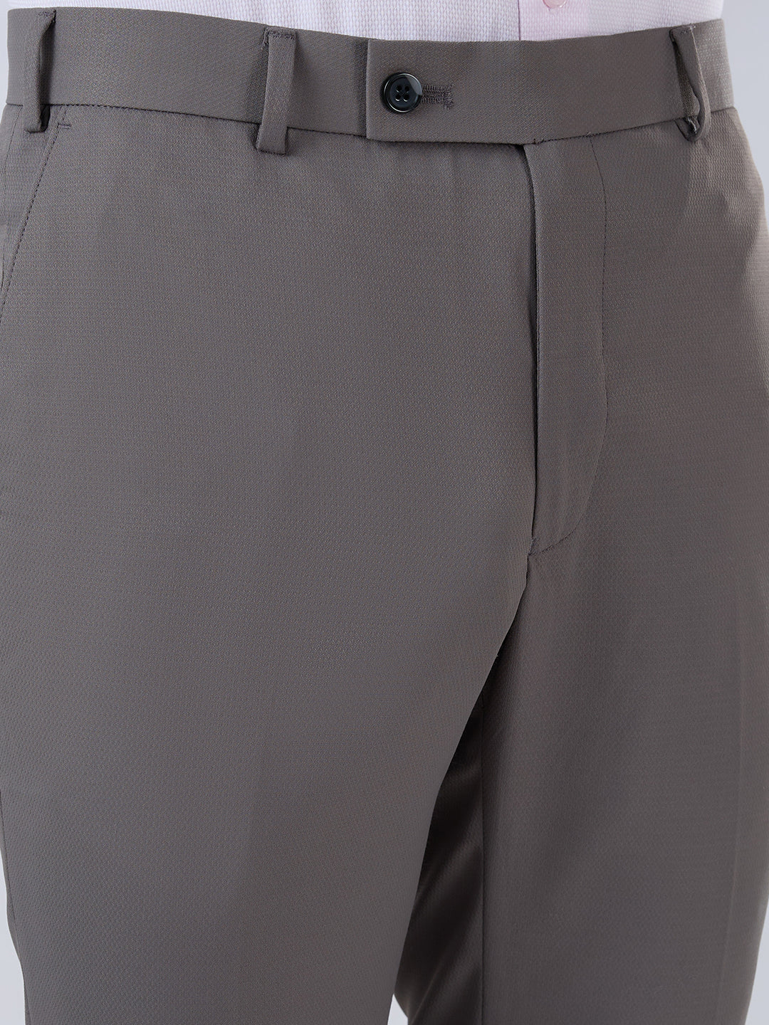 Park Avenue Men Grey Slim Fit Structure Trouser