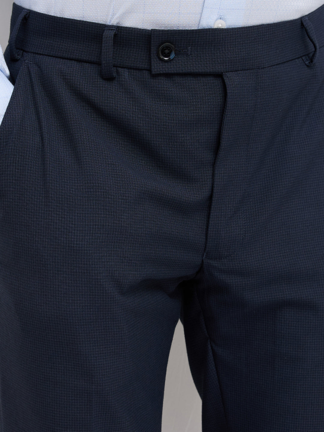 Park Avenue Men Blue Slim Fit Checks Trouser