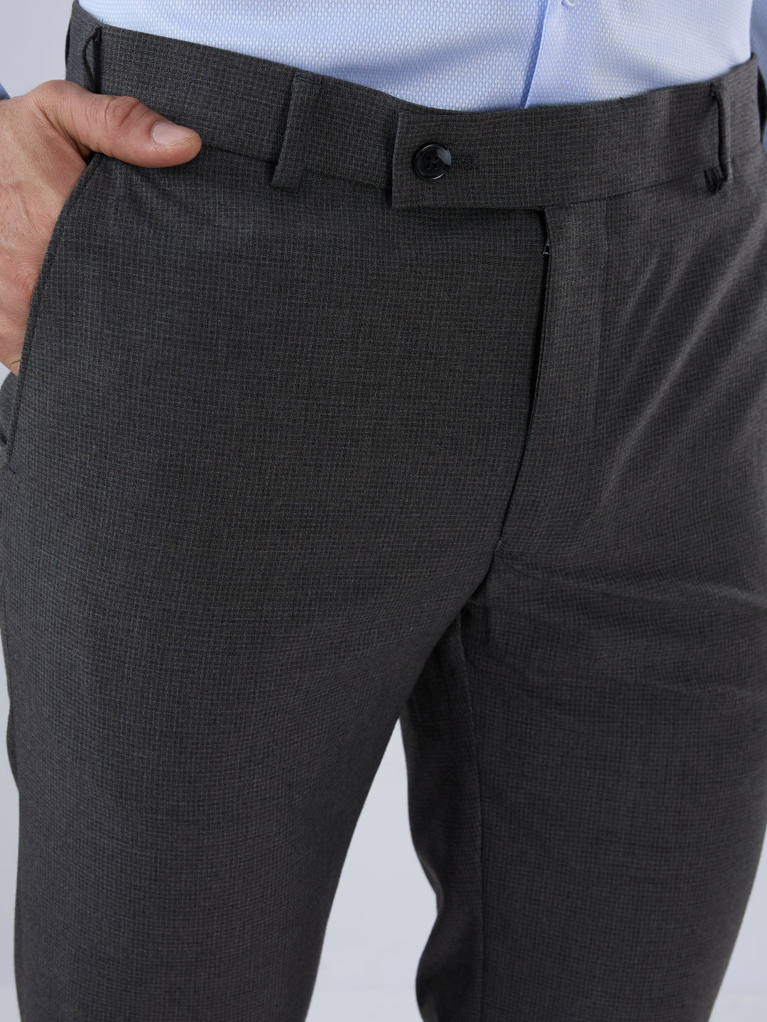 Park Avenue Men Grey Slim Fit Checks Trouser