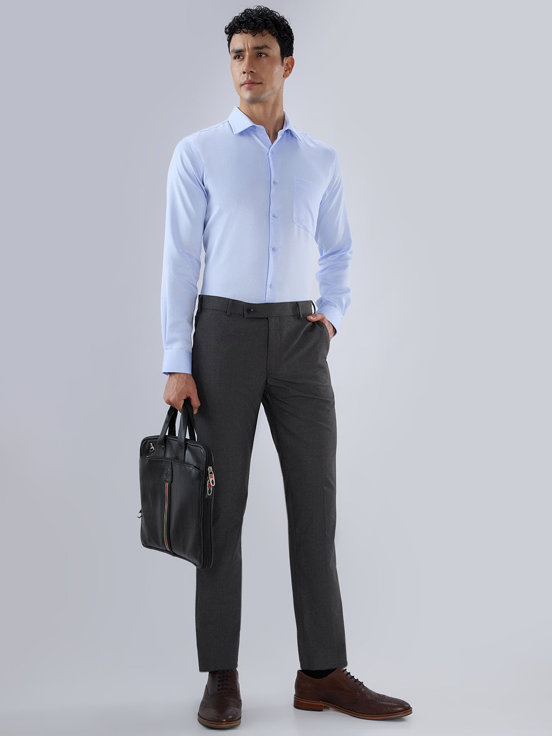Park Avenue Men Grey Slim Fit Checks Trouser