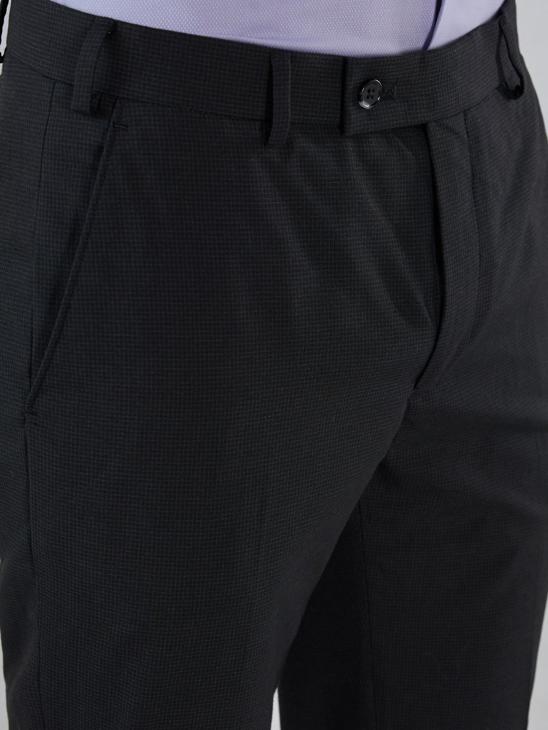 Park Avenue Men Black Slim Fit Checks Trouser