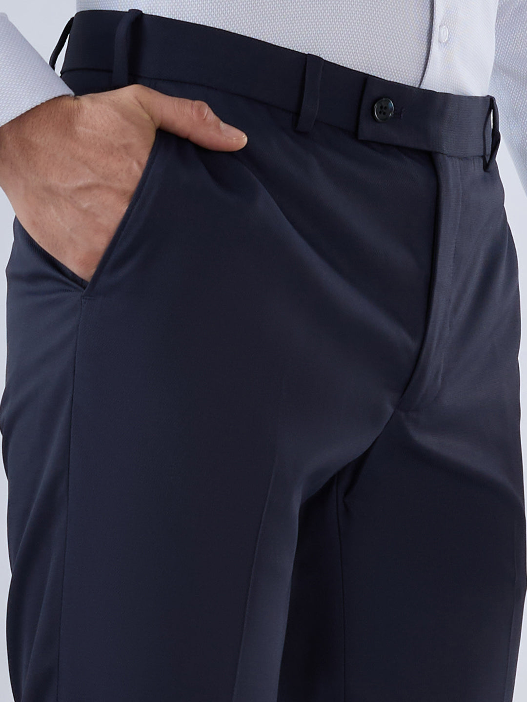 Park Avenue Men Blue Slim Fit Structure Trouser